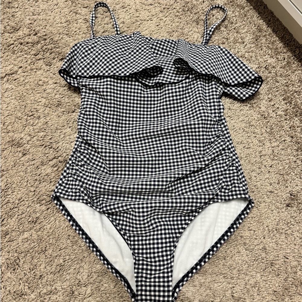 Kona Sol Navy and White Gingham Swimsuit